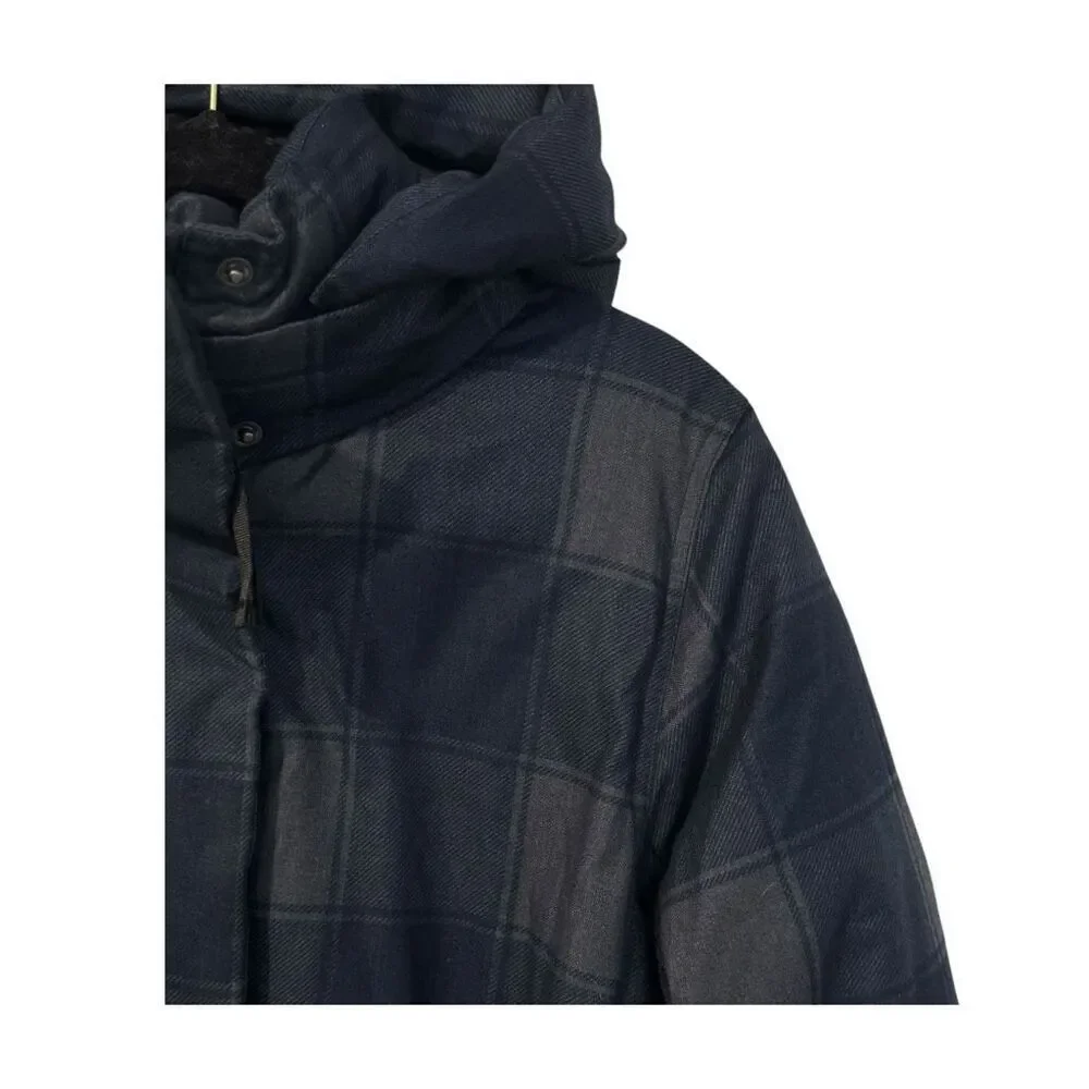 Swiss Tech Women’s Belted Heavyweight Puffer Jacket Blue Plaid Size Large